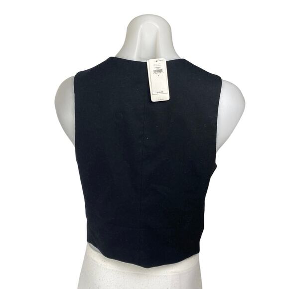 NEW Banana Republic Women's Black Sleeveless Button Up Cropped Vest Top Size 4 - Picture 2 of 4